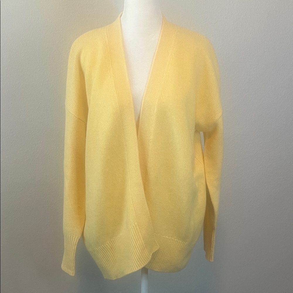 Magaschoni Cashmere Open Front Cardigan Butter Yellow Size Medium - Picture 1 of 7
